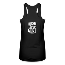 Load image into Gallery viewer, FystFyte™ Tougher Than Most™ Fist (Wht print) Racerback Tank Top - black
