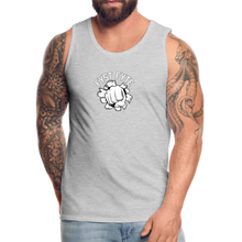 Load image into Gallery viewer, FystFyte™ Tougher Than Most™ Fist (Wht print) Men&#39;s Premium Tank - heather gray
