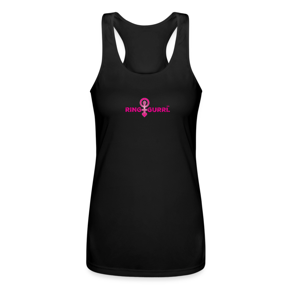 Ring Gurrl™ - Women’s Performance Racerback Tank Top (Pink Print) - black