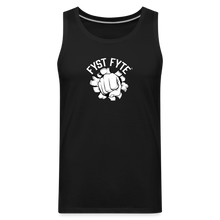 Load image into Gallery viewer, FystFyte™ Tougher Than Most™ Fist (Wht print) Men's Premium Tank - black