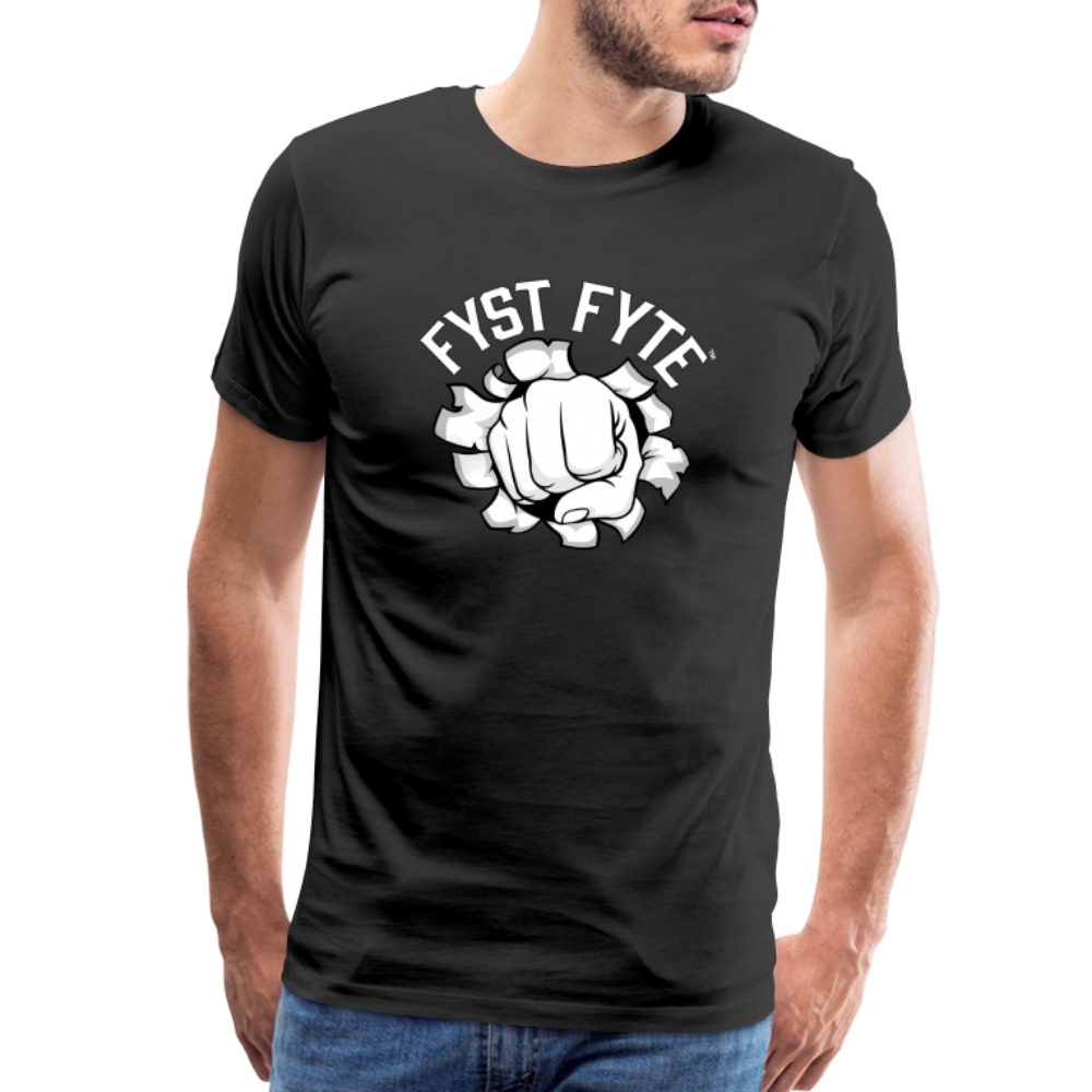 FystFyte™ Tougher Than Most™ Fist (Wht print) Men's Premium T-Shirt - black