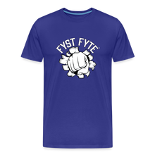 Load image into Gallery viewer, FystFyte™ Tougher Than Most™ Fist (Wht print) Men&#39;s Premium T-Shirt - royal blue
