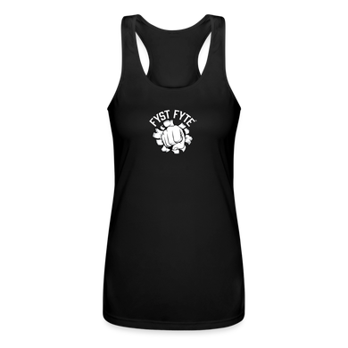 FystFyte™ Tougher Than Most™ Fist (Wht print) Racerback Tank Top - black