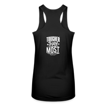 Load image into Gallery viewer, FystFyte™ Tougher Than Most™ Fist (Wht print) Racerback Tank Top - black
