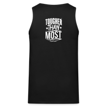 Load image into Gallery viewer, FystFyte™ Tougher Than Most™ Fist (Wht print) Men&#39;s Premium Tank - black
