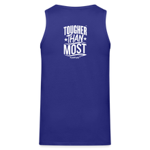 Load image into Gallery viewer, FystFyte™ Tougher Than Most™ Fist (Wht print) Men&#39;s Premium Tank - royal blue
